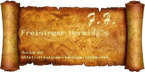 Freisinger Hermiás névjegykártya
